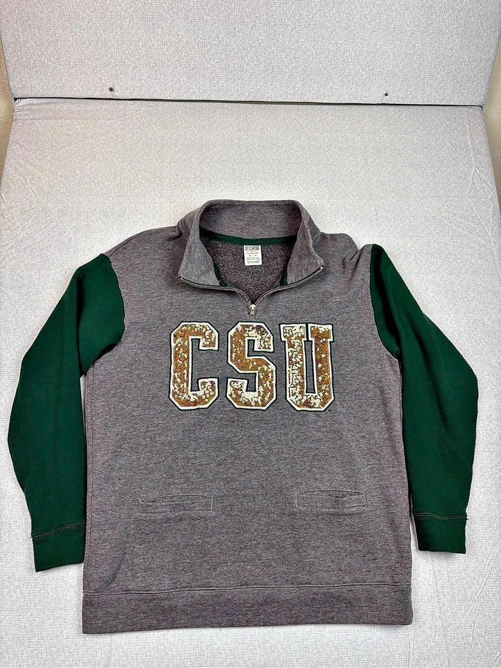 Victoria's Secret PINK CSU Sequin Quarter-Zip Pullover